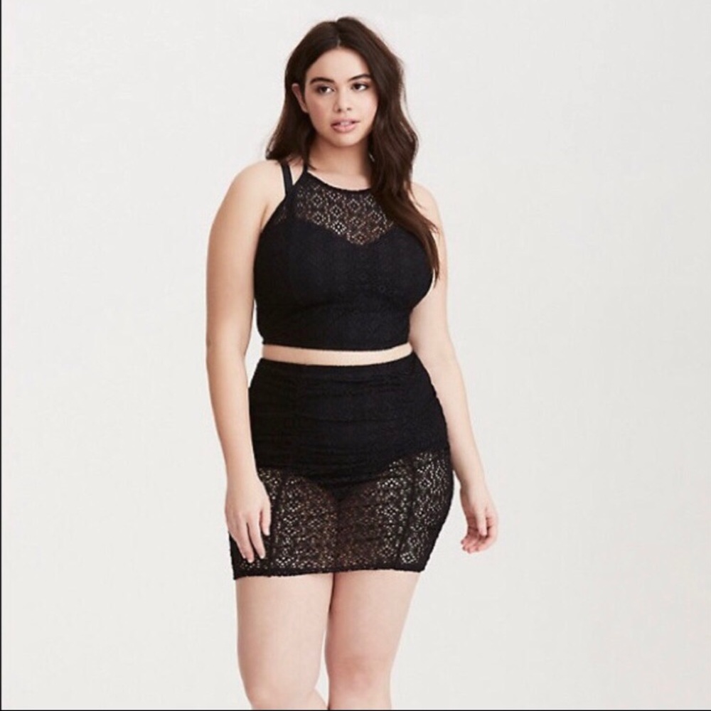 Torrid size 2 black crochet swim suit (2 piece)